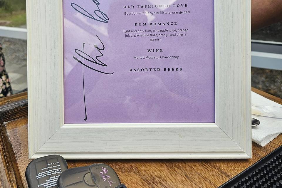 Bar menu
