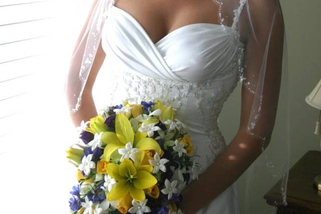 Bride holding a flower bouquet