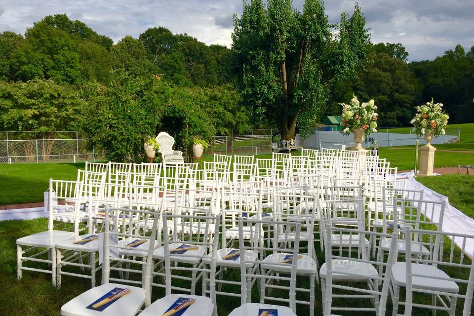 Outdoor wedding setup