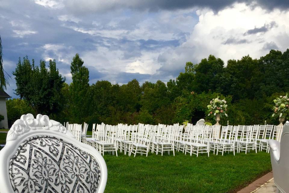 Outdoor wedding setup