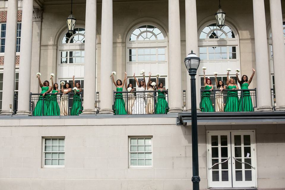 Bride with her bridesmaids