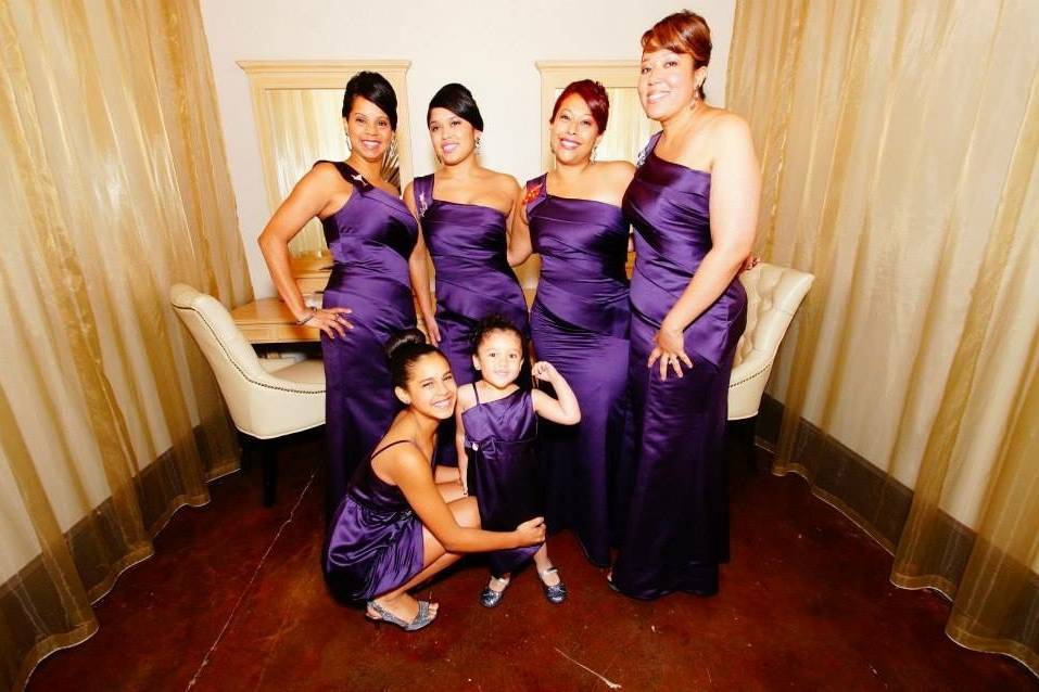 Bride with her bridesmaids