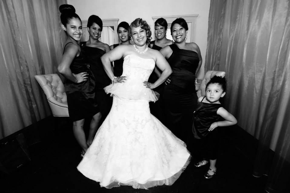 Bride with her bridesmaids