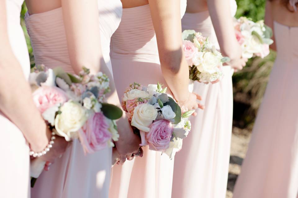 Bouquets of the bride and bridesmaids