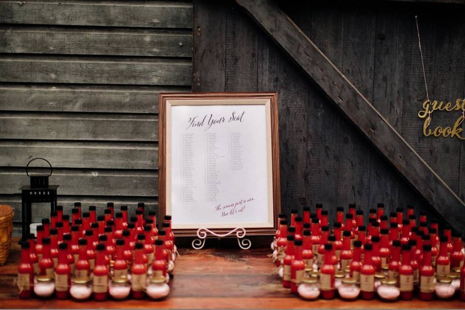 Wedding favors and table assignments