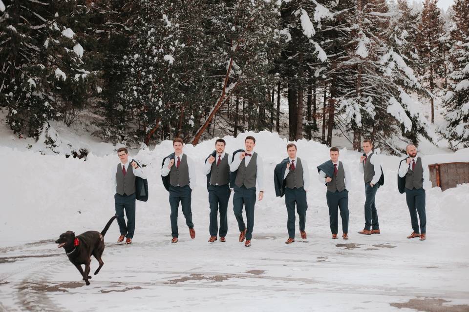 Groom & Men Winter Walk