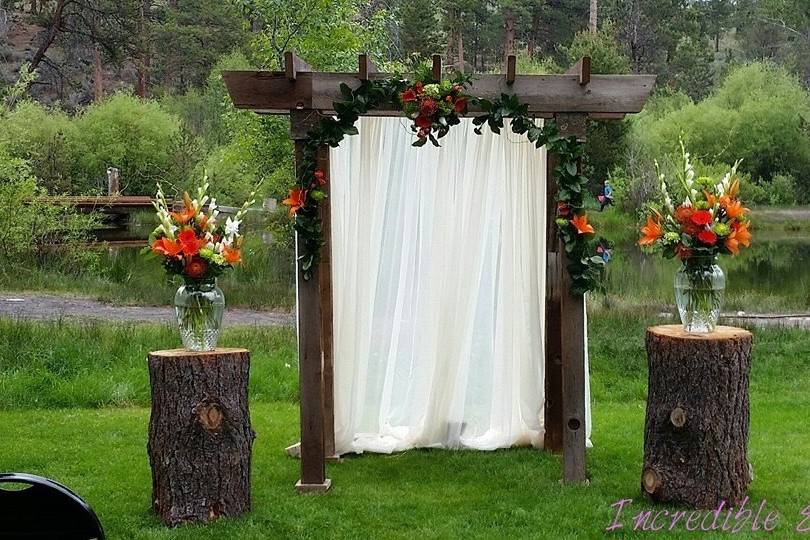 Barnwood Arch with Flowers