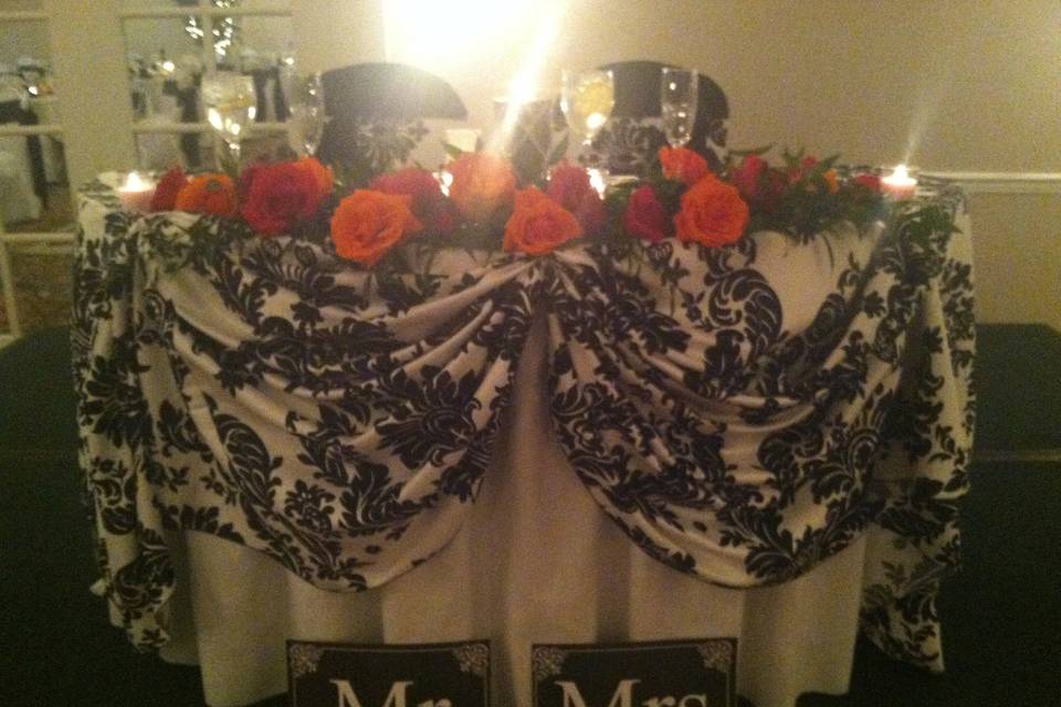 Sweetheart table with flowers