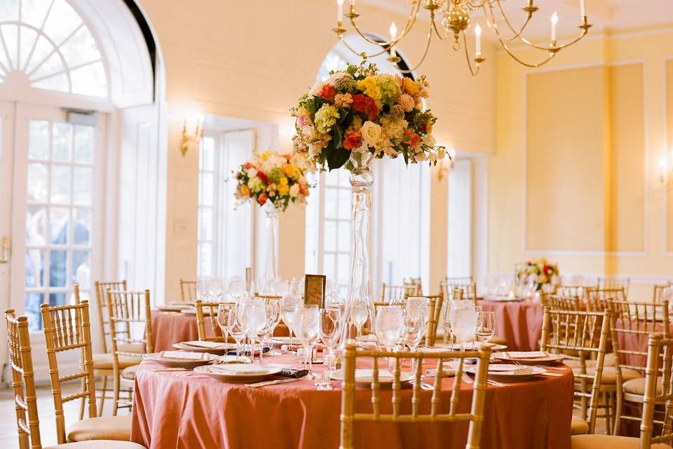 Table setup with centerpiece