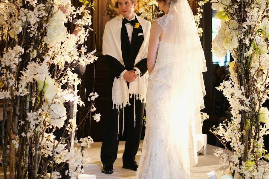 Table setup with centerpiece