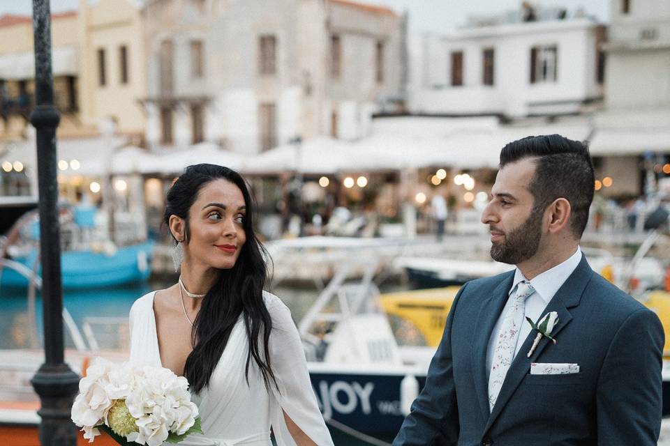 Newlyweds for walk together