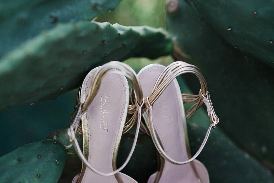 Bridal shoes with cactus.