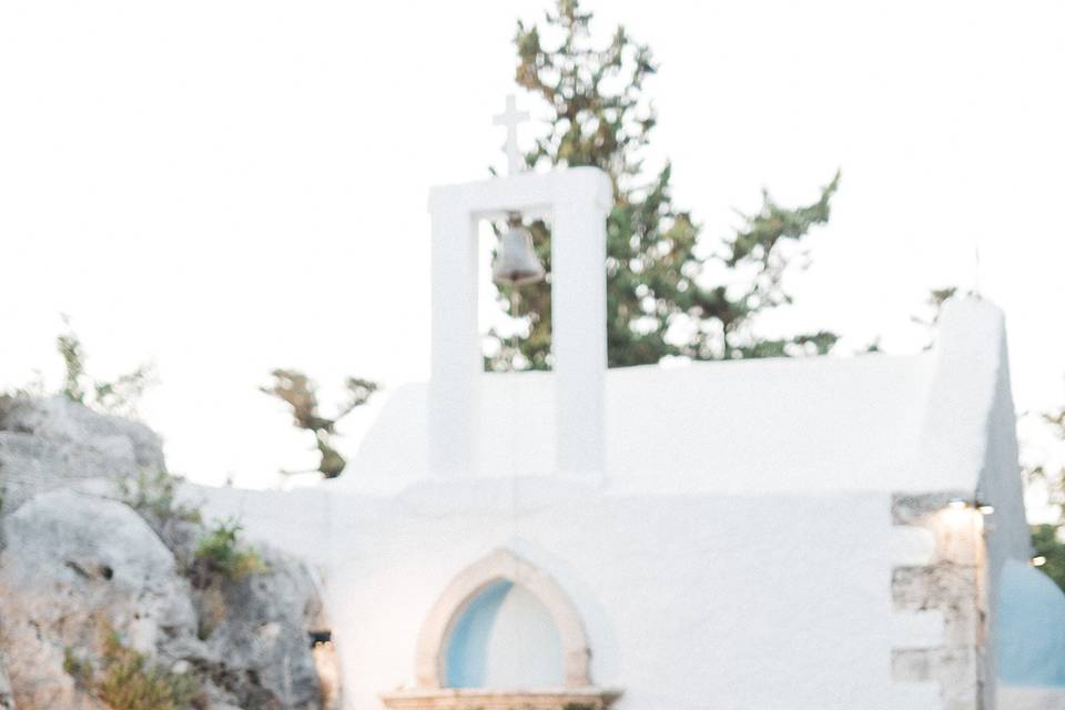 Bridal shot at Greek chapel.