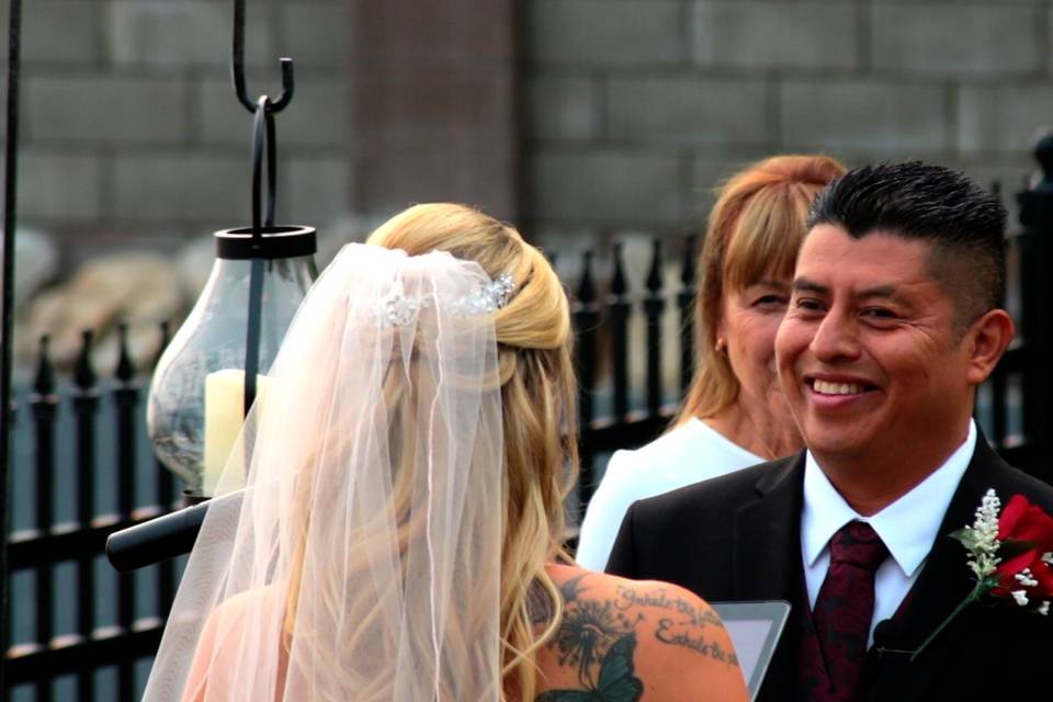 Groom smile