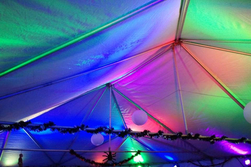 This is a sample of our computerized event up-lighting. This was a tent for a private event where the host wanted us to create a fun colorful atmosphere that constantly changed throughout the evening.