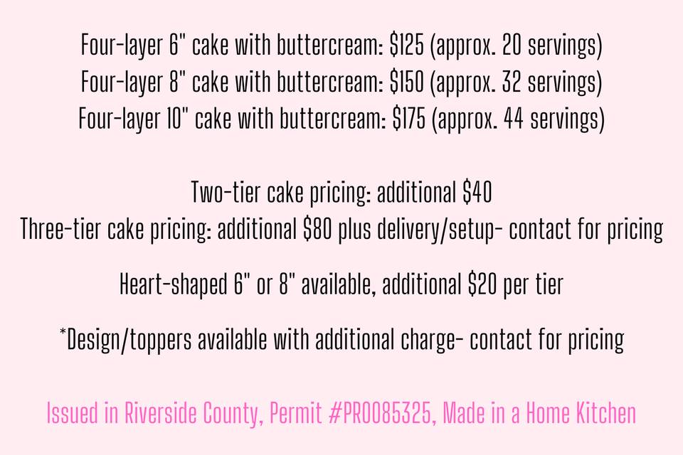 Tiered cake pricing