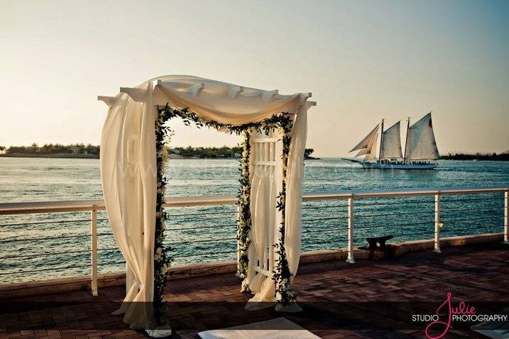 Wedding arch by the water