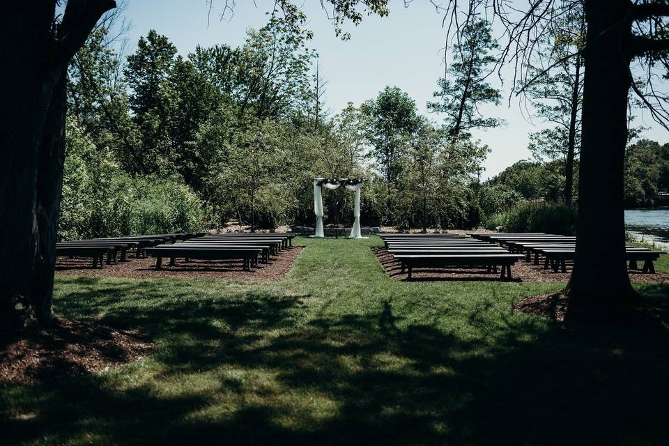 Outdoor ceremony site by river