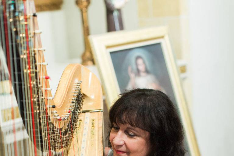 Harpist at work