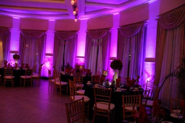 Purple and fuscia uplighting