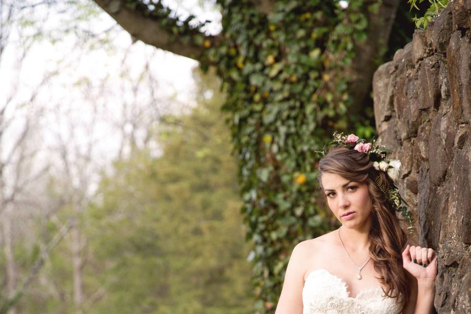 The bride holding her bouquet