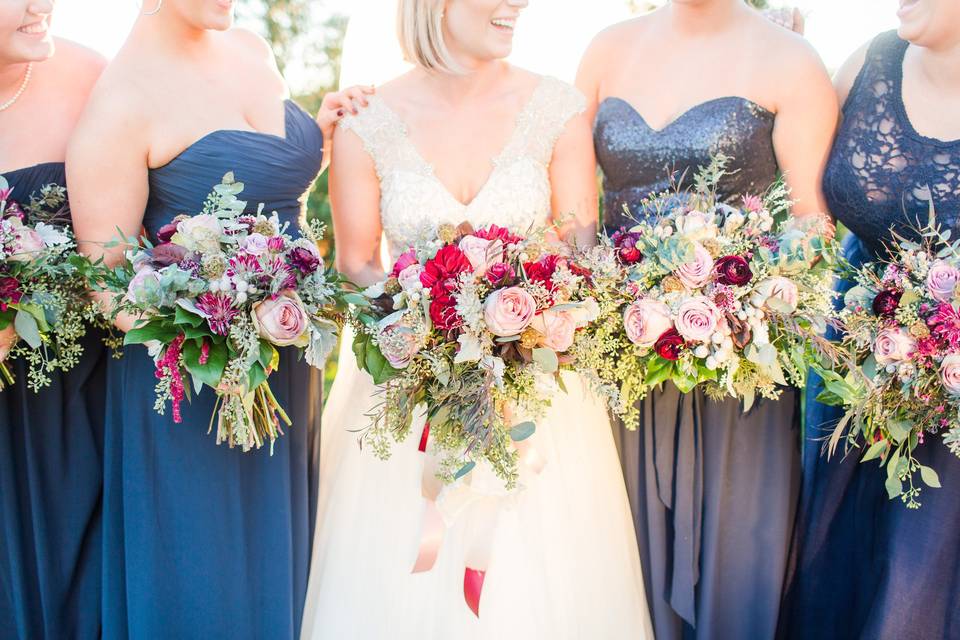 The bride with her bridesmaids