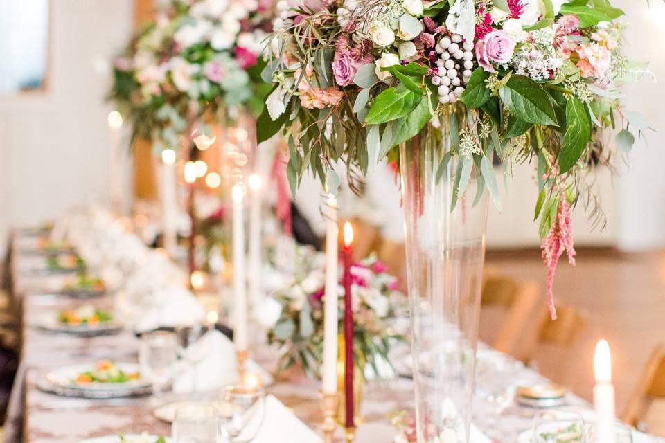 Table setup with centerpiece