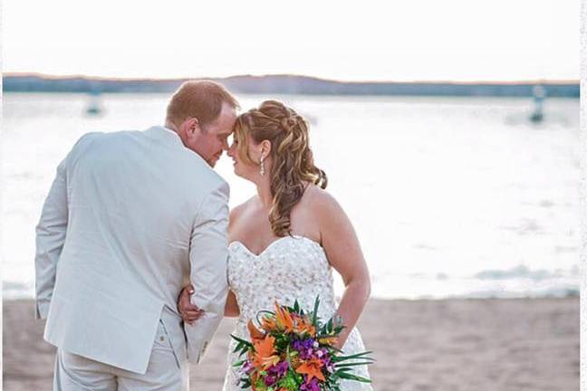 Newlyweds at the beach