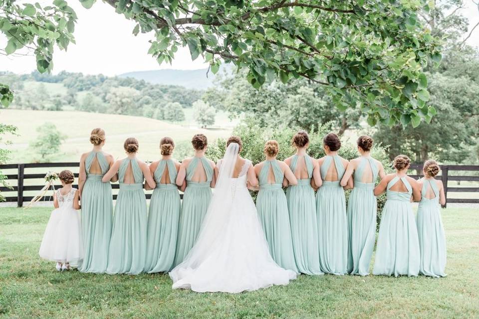 The bride and bridesmaids