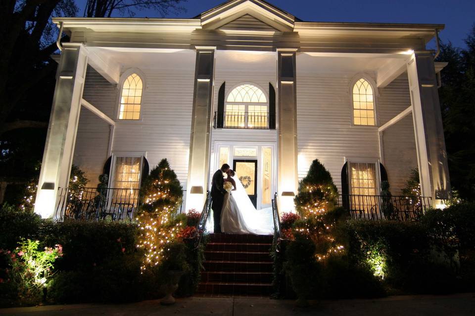 A nighttime wedding portrait