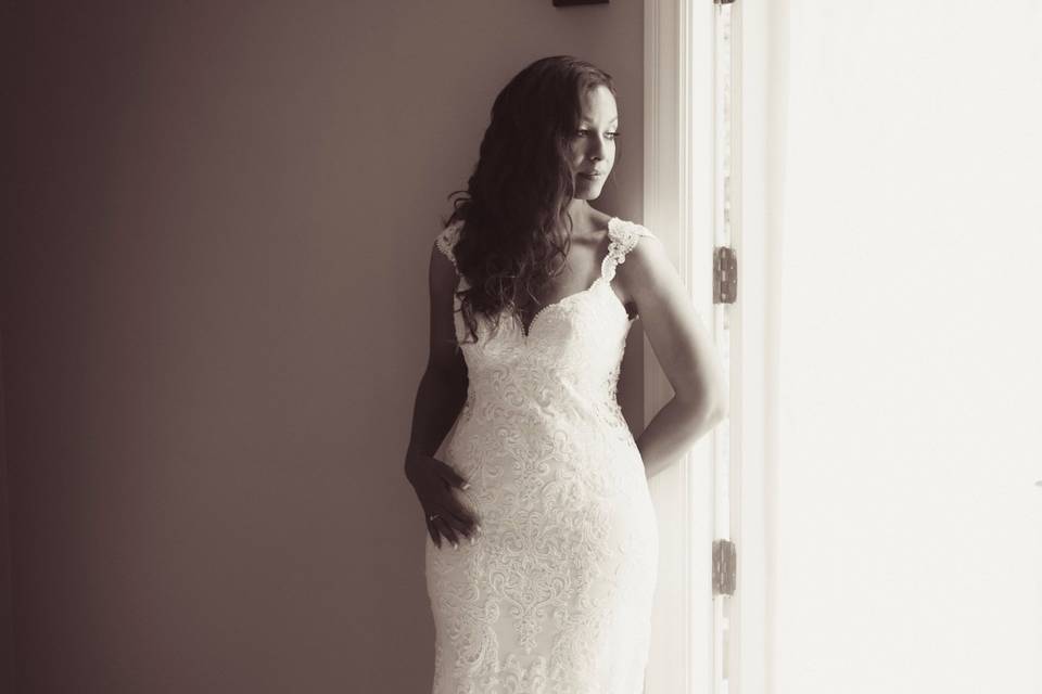 Bride in cottage