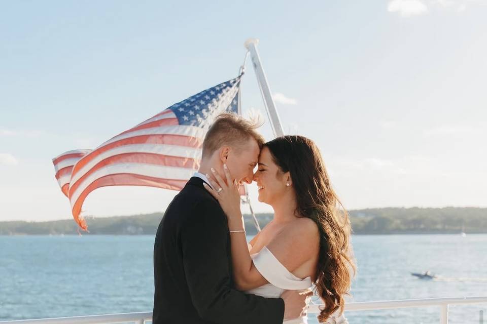 Couple Eating Wedding Cake