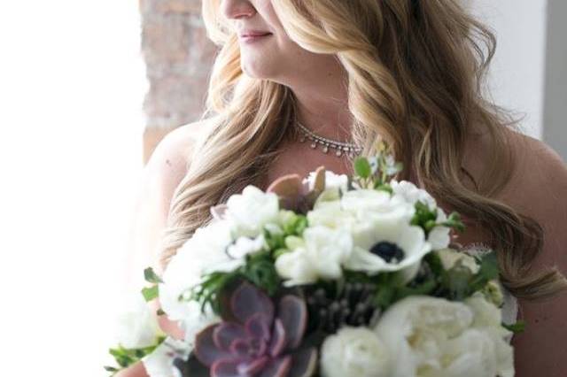 The bride holding her bouquet