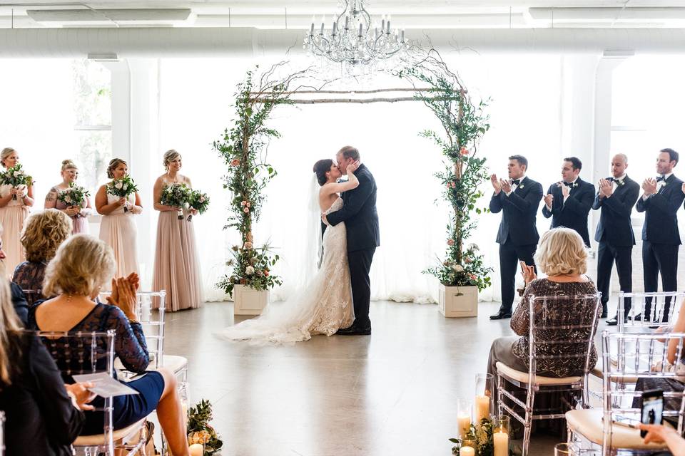 Ceremonial wedding kiss