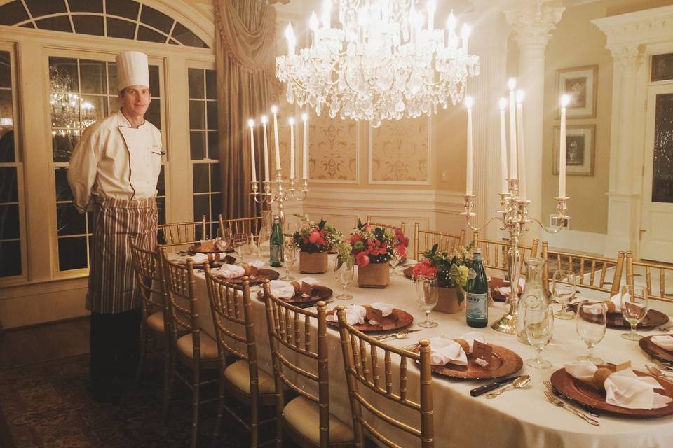 Table setup with centerpiece