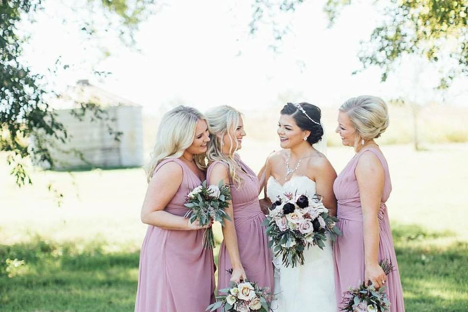 Bride with bridesmaids