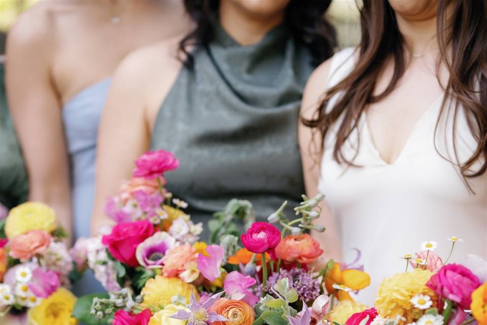 Colorful Bridal Party Bouquets