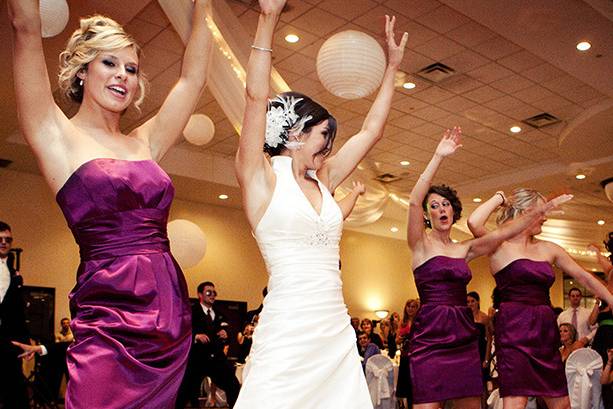 Bride with Bridesmaids Dancing