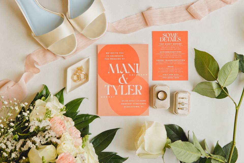 Flat lay with invitation