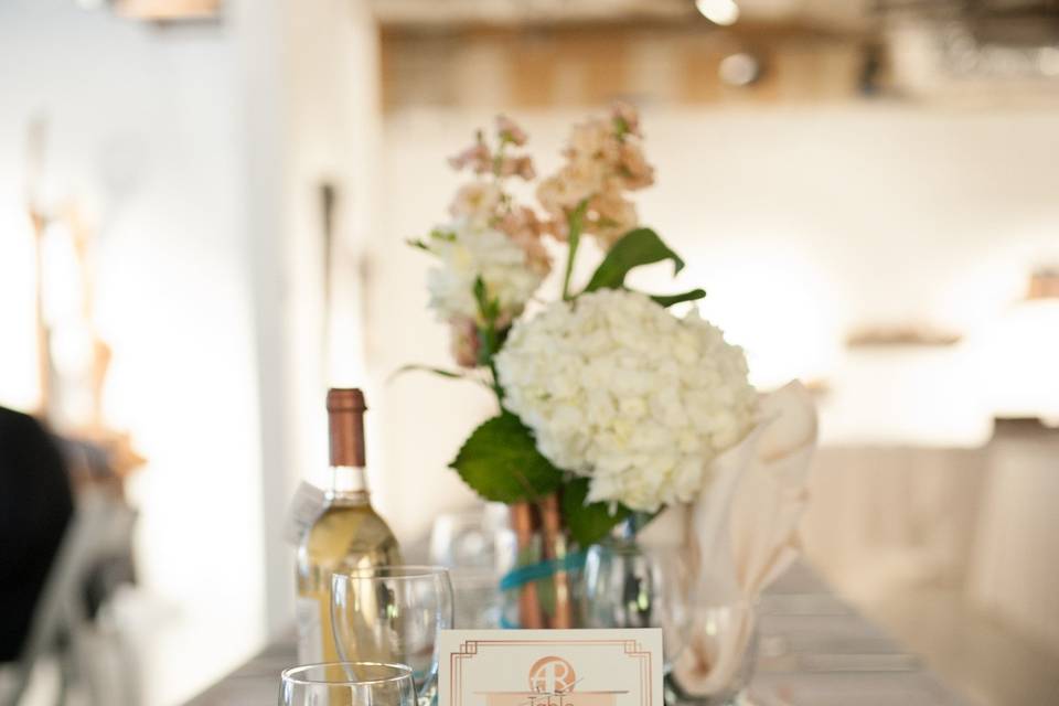 Table setup with centerpiece