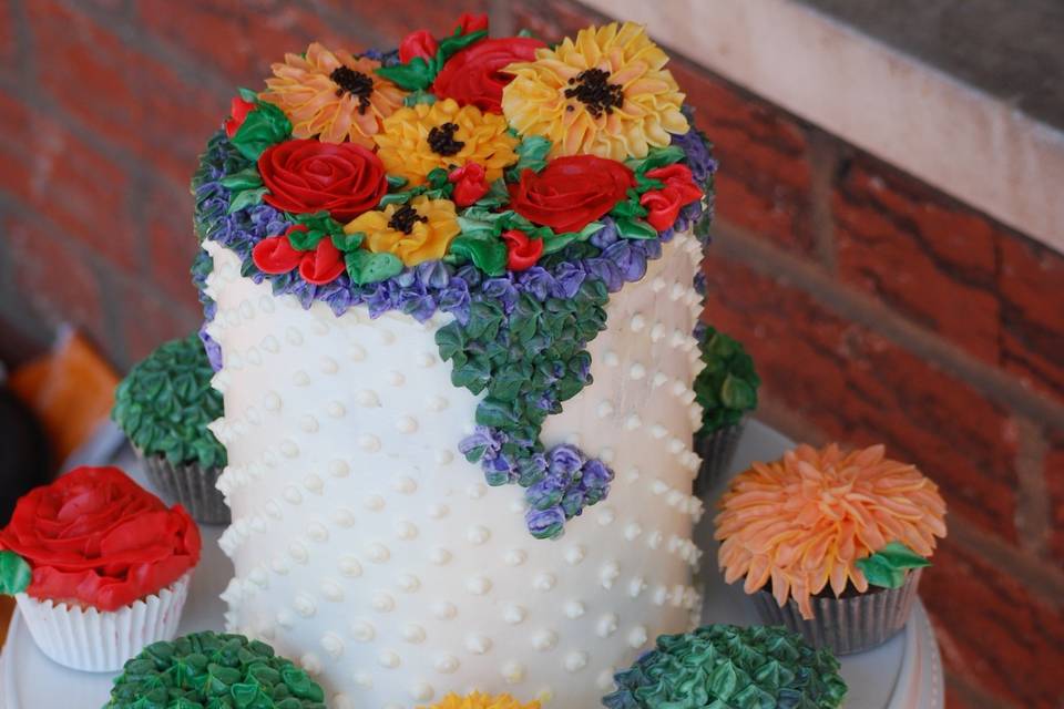 Flower wedding cake