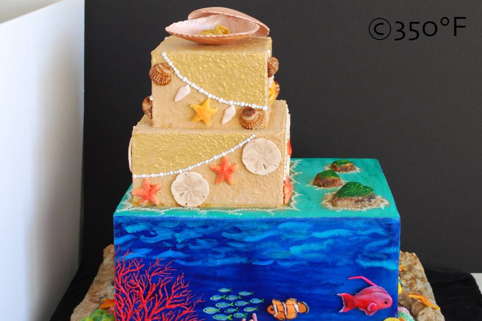 Beach wedding cake