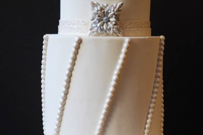 All white wedding cake