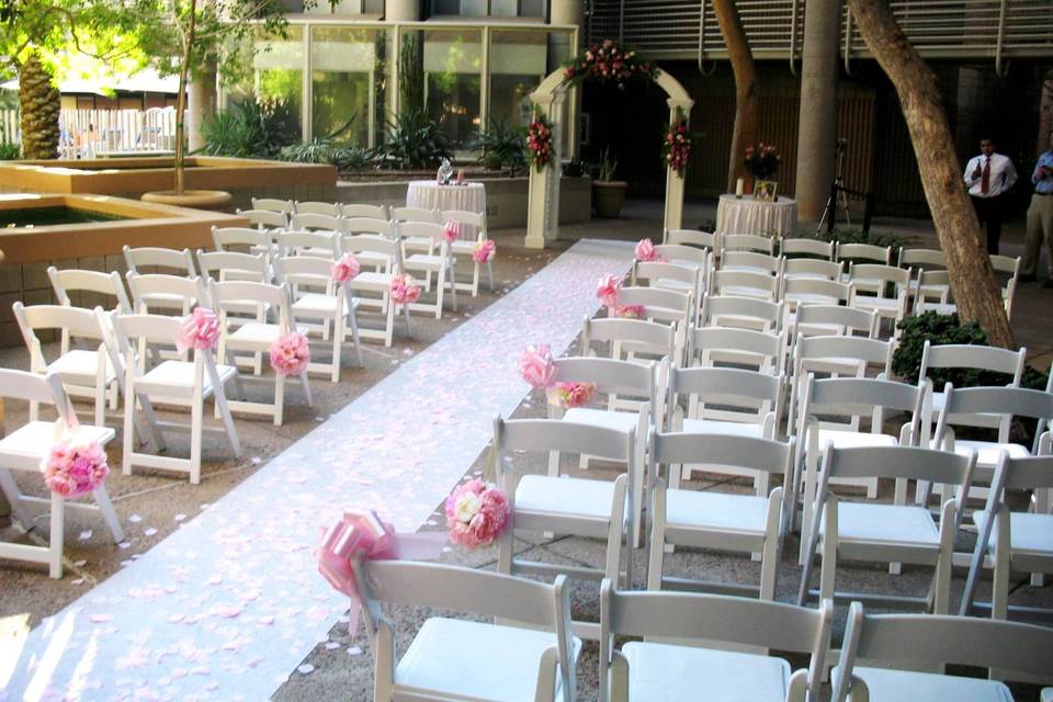 Our courtyard set for an outdoor ceremony