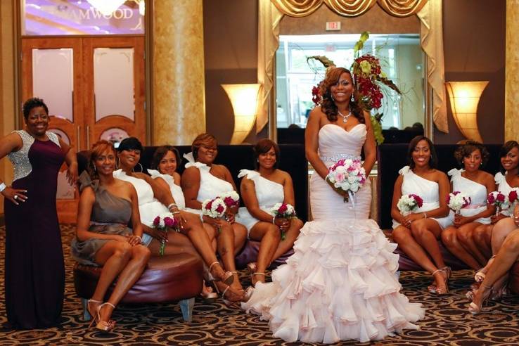 Blushing Bride and Bridesmaids. Torry Moore Wedding.Photo Credit: Mr. Director Photography