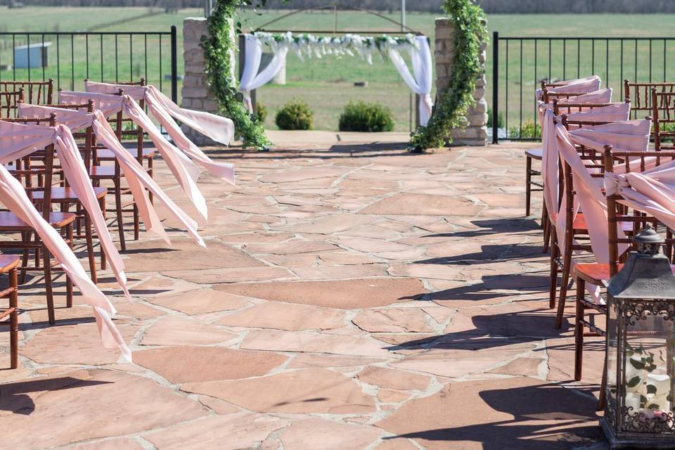 Ceremony on pool patio
