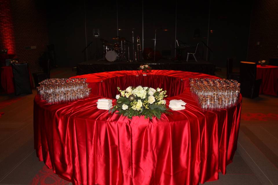 Circular Bar with satin linens