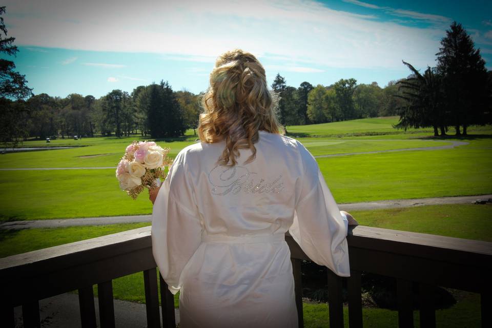 The bride holding her bouquet