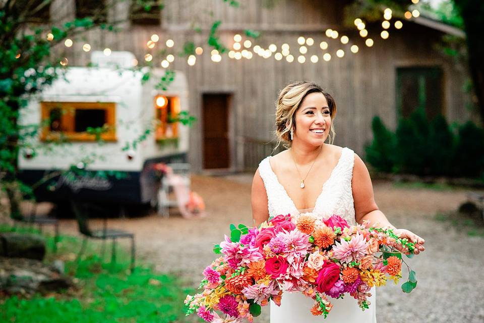 Bride with Bright bouquet