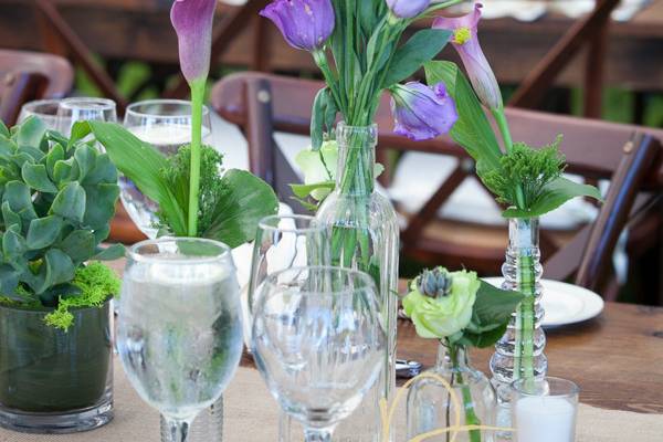 Table setup with centerpiece